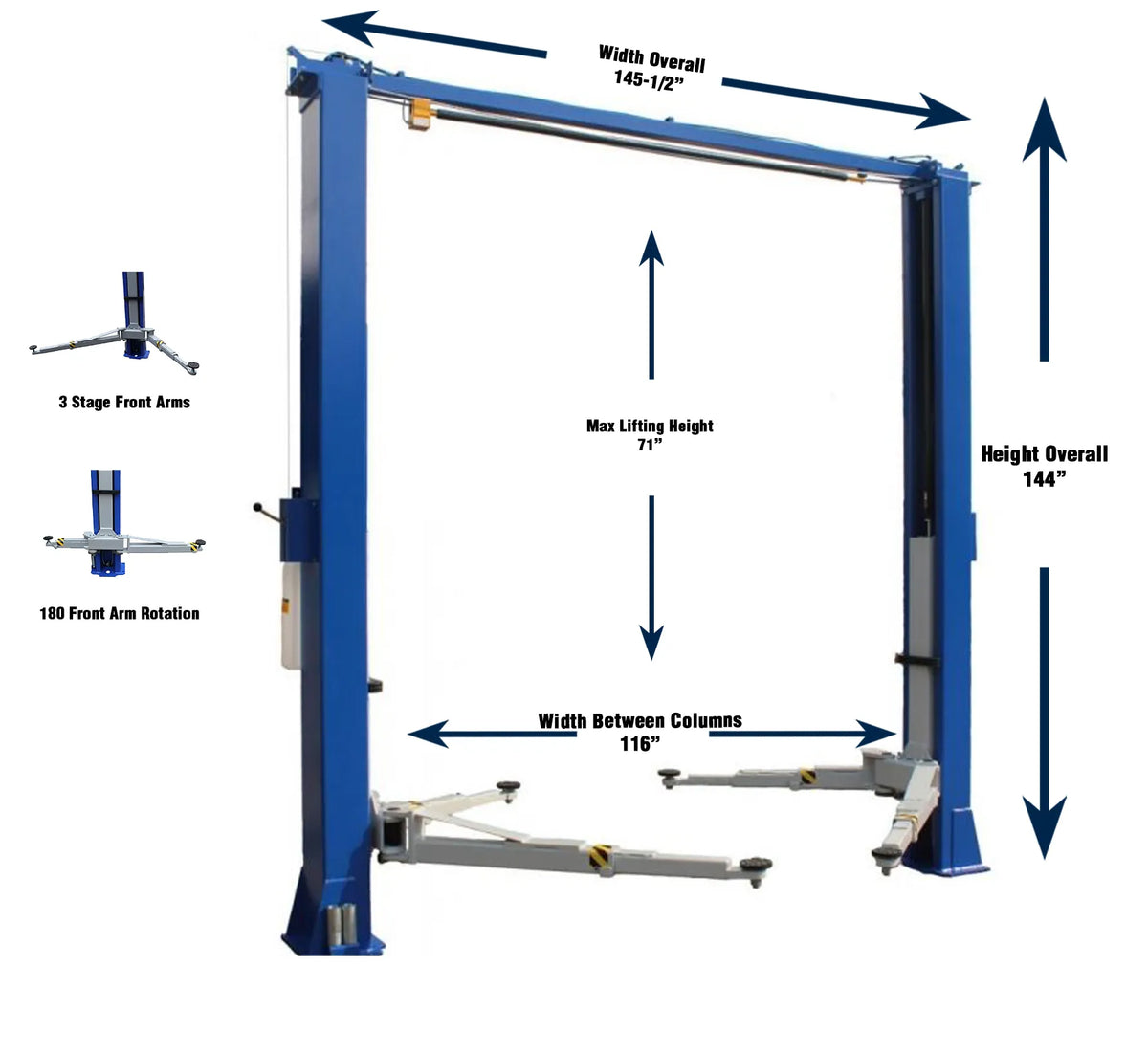 Tuxedo TP10KAC-DX 10,000 LB ALI Certified Clear Floor Two-Post Car Lift